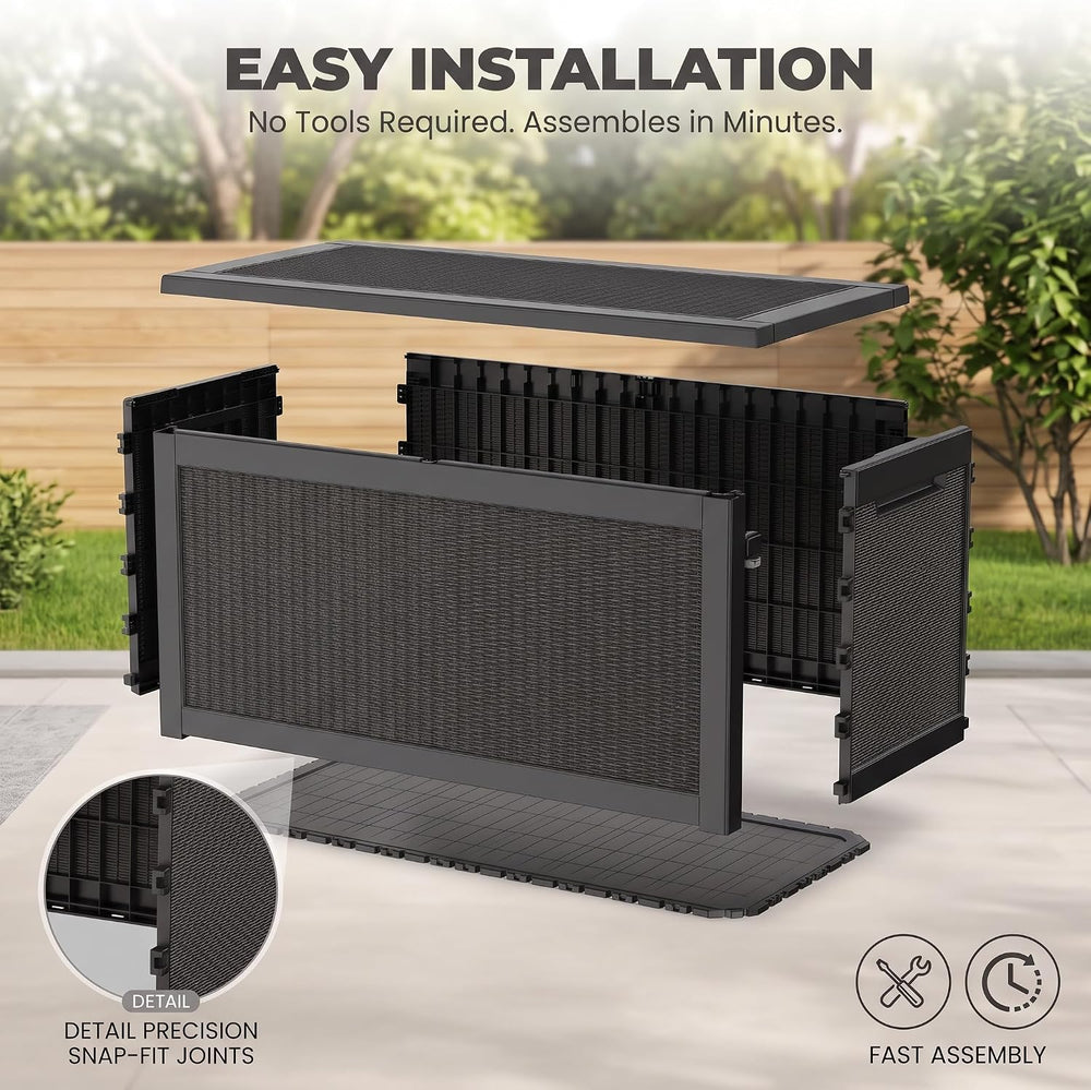 380 Gallon Outdoor Storage Box, Extra Large Heavy-Duty Resin Deck Box with , ...