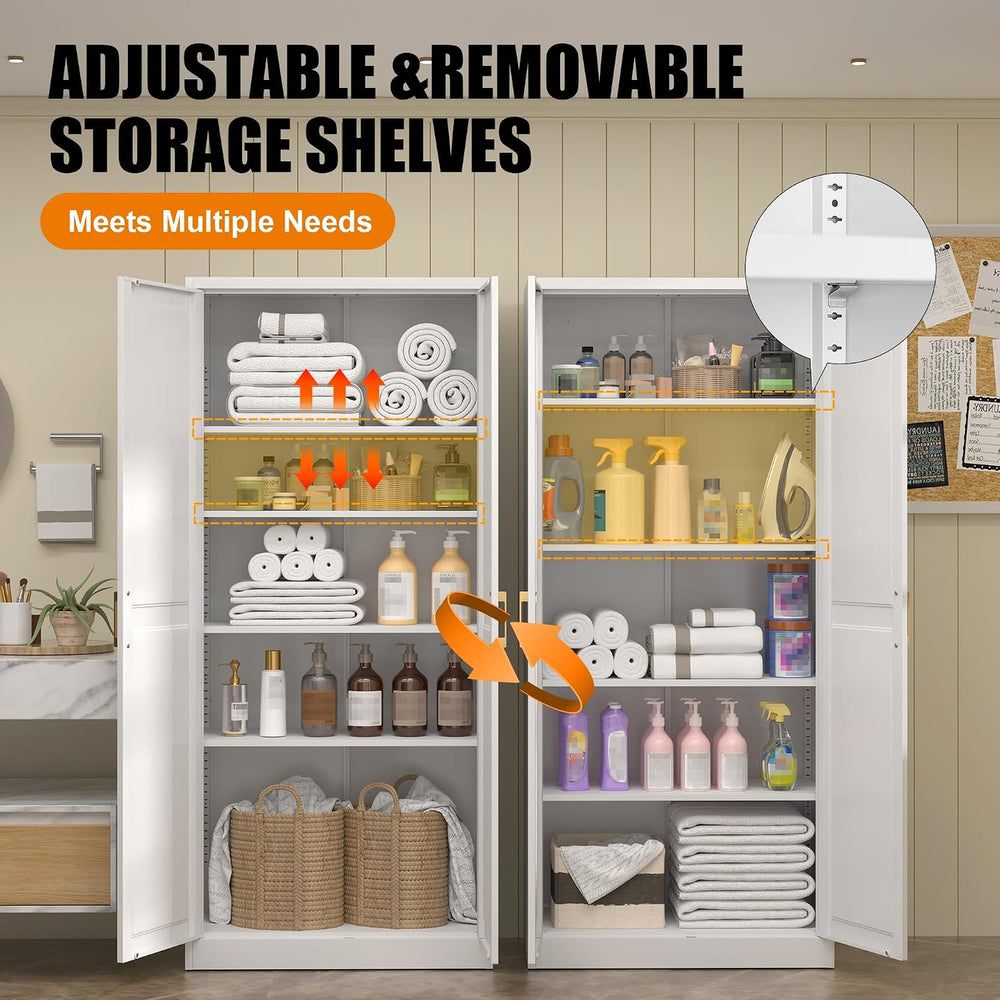 71"Tall Metal Kitchen Pantry Storage Cabinet with Doors& 4 Shelves