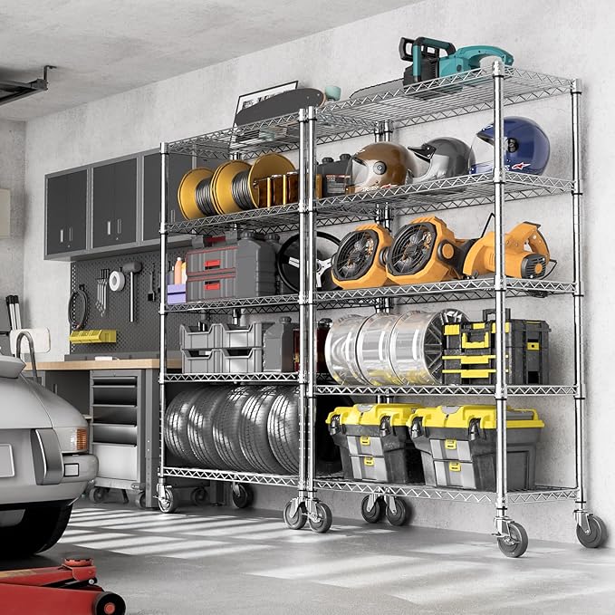 5-Shelf Storage Shelves,Wire Shelving Heavy Duty Metal Storage Shelving Unit ...