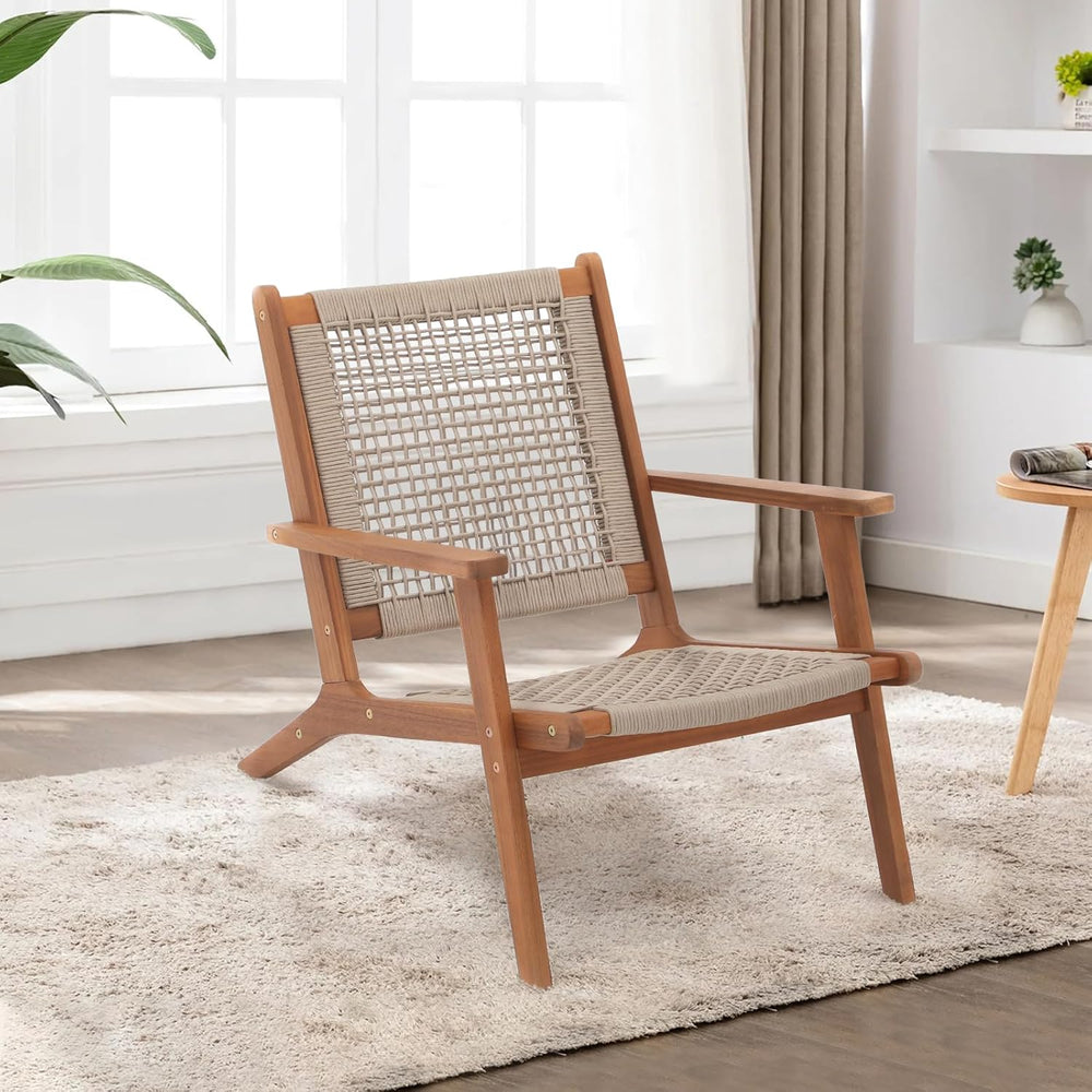 Verano Garden Set of 2 Patio Lounge Chair, Acacia Wood Accent Armchair