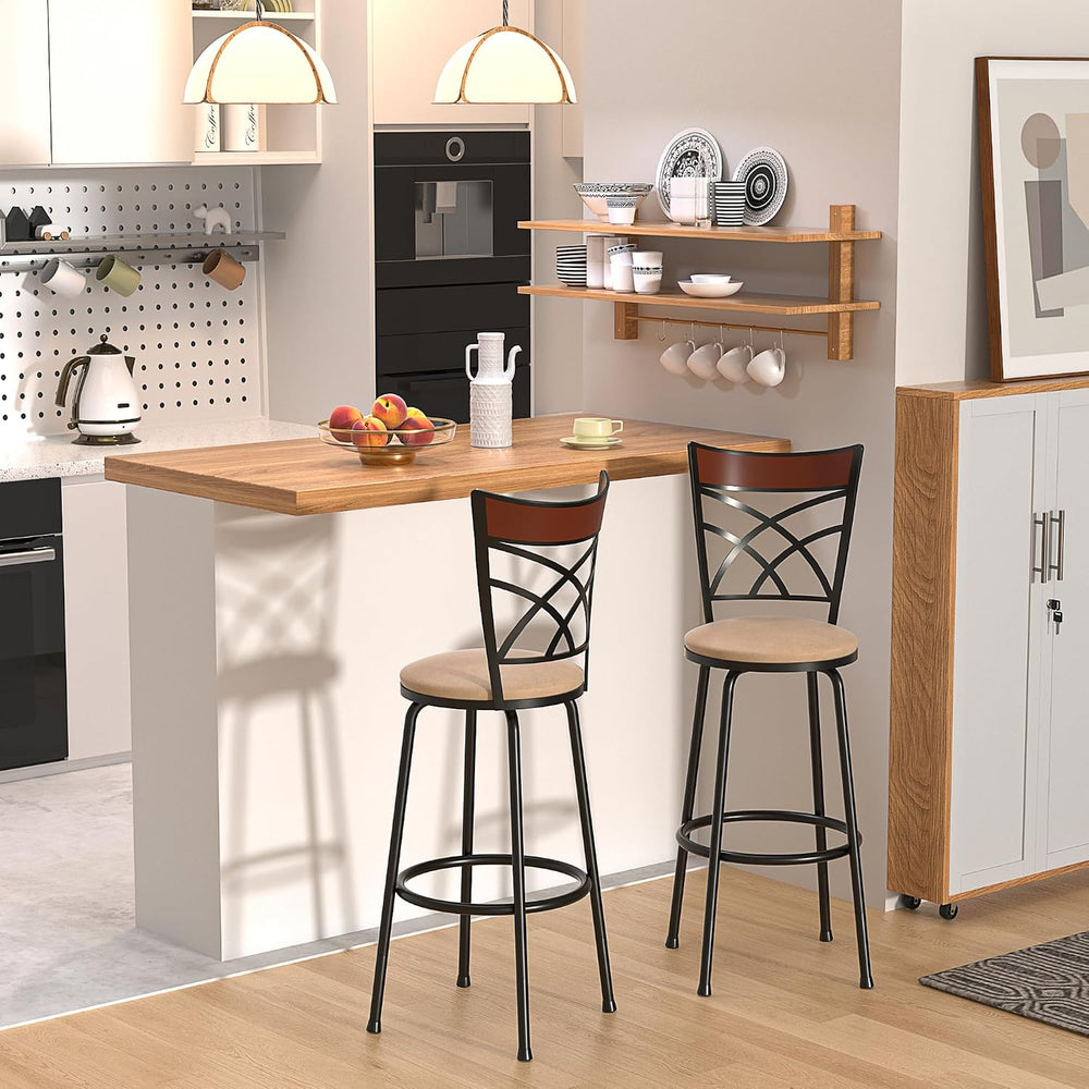 VECELO Barstools, Adjustable Counter Stools, Steel Bistro Pub Chairs, Bar Sto...