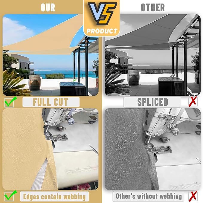 LOVE STORY Custom Size 16'x16'x22.6' Sand Sun Shade Sail Right Tr...