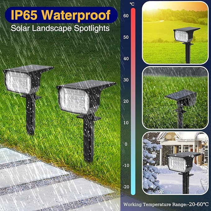 nipify 10 Pack Solar Spot Lights Outdoor Color Changing, 7 Modes Halloween RG...