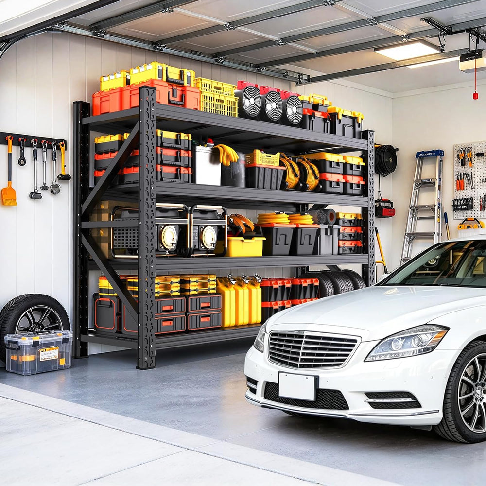 79'W Storage Shelves,4 Tier Heavy Duty Metal Garage Shelving