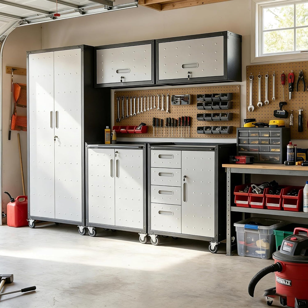 Garage Cabinet System | Heavy Duty Steel All-in-One Modular Garage Cabinet Se...