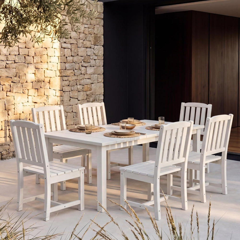 Perli™ 7-Piece Outdoor Dining Set, All-Weather HDPE Patio Table and 6 Chairs ...