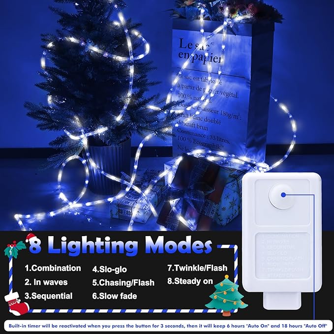 150ft LED Rope Lights Outdoor, 1080 LED Connectable and Flexible Tube Lights ...