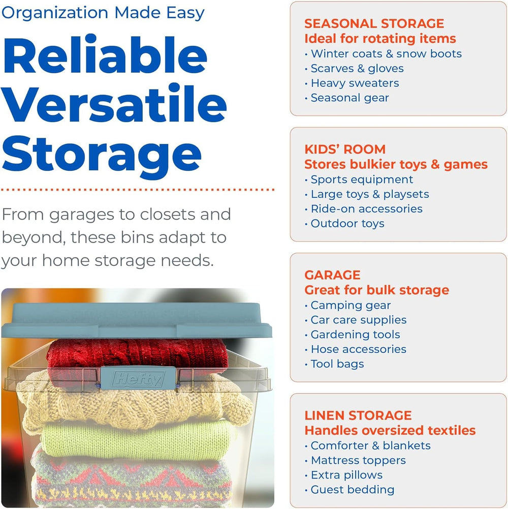 Hefty HI-RISE Stackable Storage Bins - Storage Containers with Lids, Shoe Org...