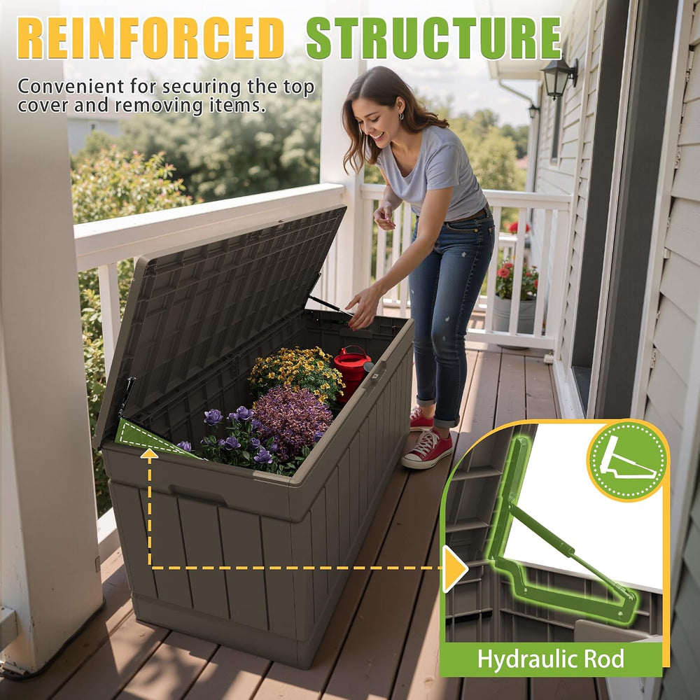 Greesum Outdoor Storage Box 82 Gallon Storage Bin with Lid for Patio Furnitur...