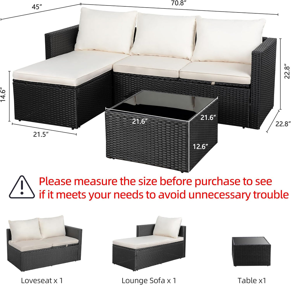 Shintenchi Outdoor Sectional Patio Furniture Set 4-Piece, All-Weather PE Ratt...