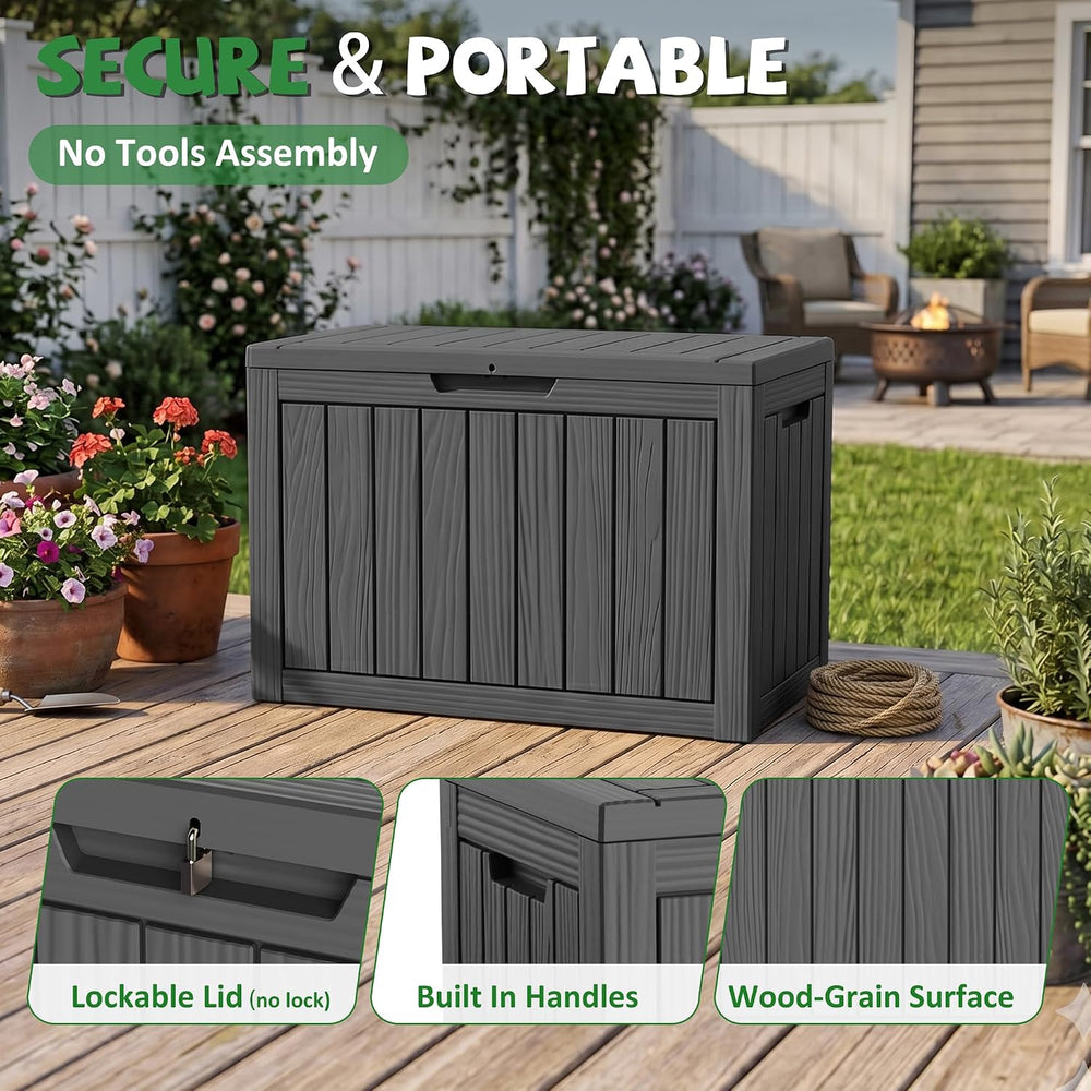 DRATO 60 Gallon Outdoor Storage Box Waterproof, Lockable Resin Deck Boxes