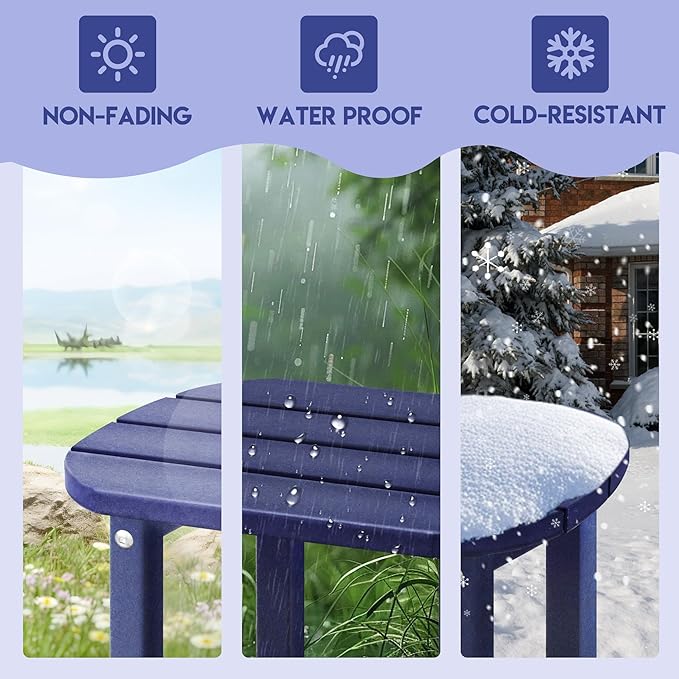 LZRS Outdoor Side Table - 2-Tier Adirondack HDPE Patio End Table for Pool, Po...