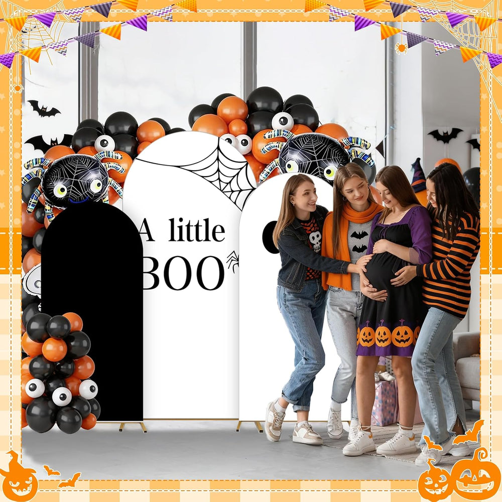 3 Pcs Halloween A Little Boo is Almost Due Arch Backdrop with 4FT 5FT 6FT