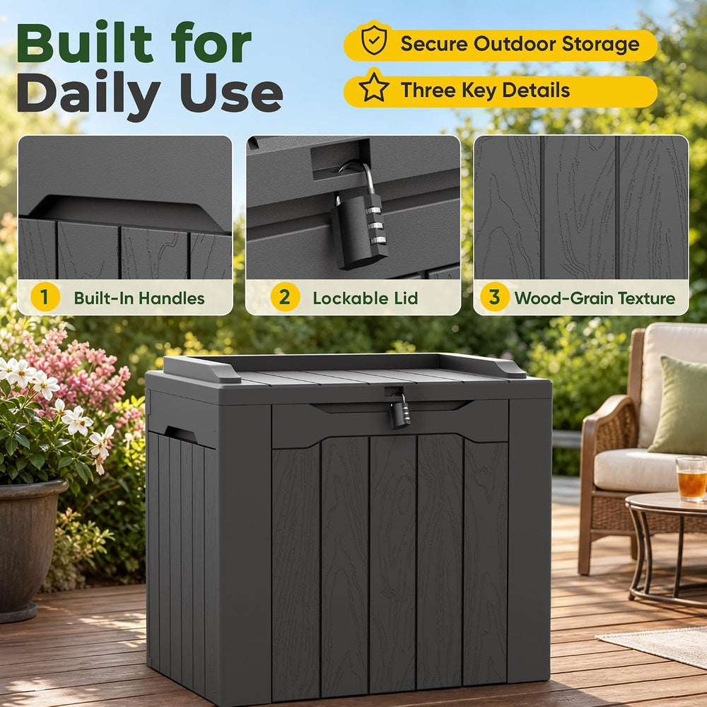 Flamaker Deck Box 31 Gallon Waterproof Resin Small Storage Box with Lid