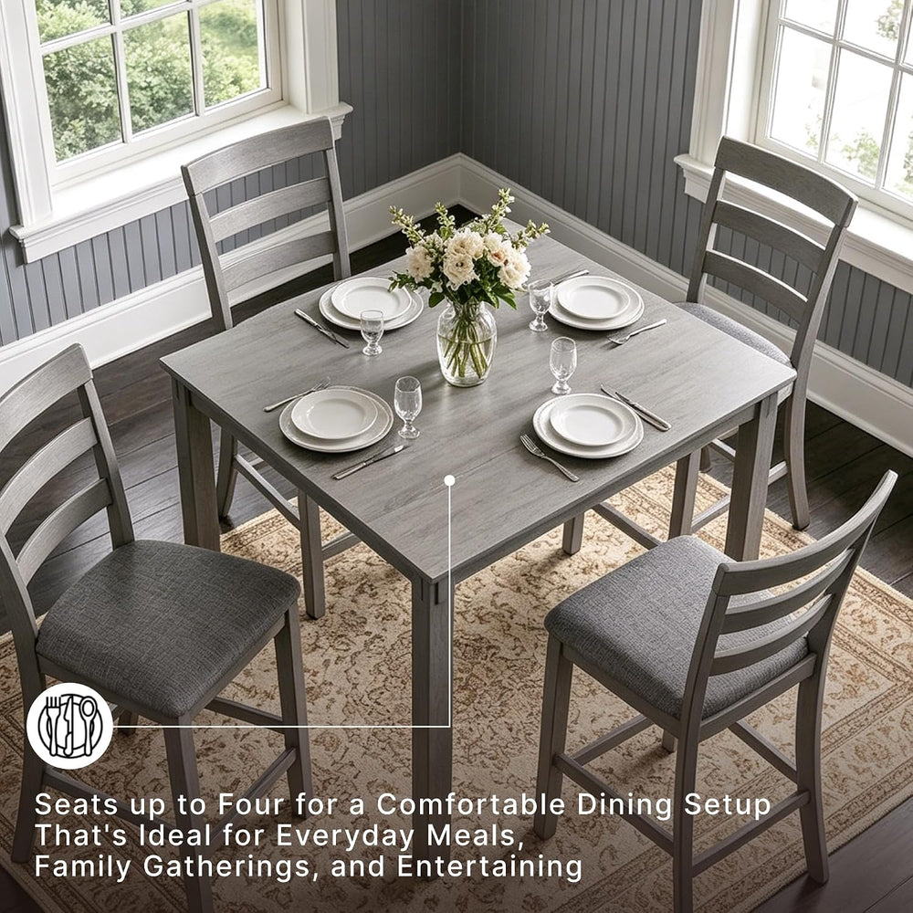 Signature Design by Ashley 5-Piece Square Counter Height Dining Set, Gray