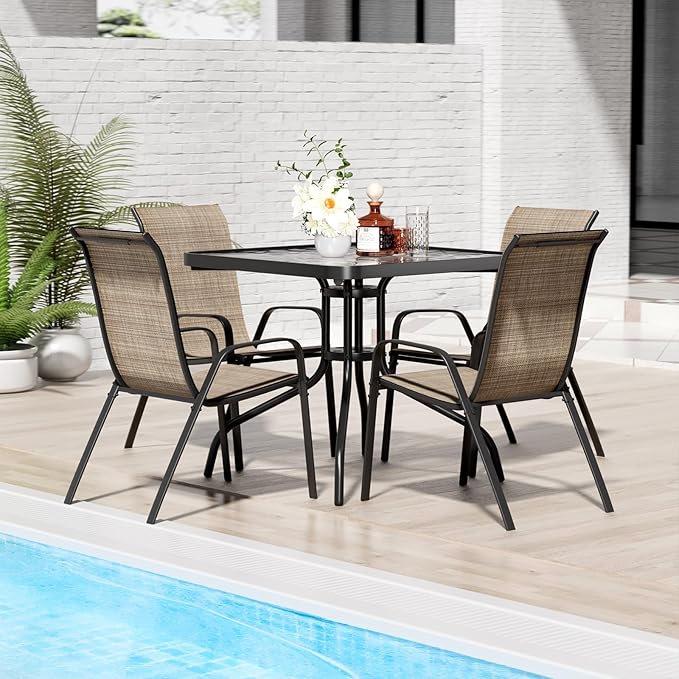 TLSUNNY Patio Dining Set 5 Pieces, All Weather Outdoor Furniture W/30"X ...