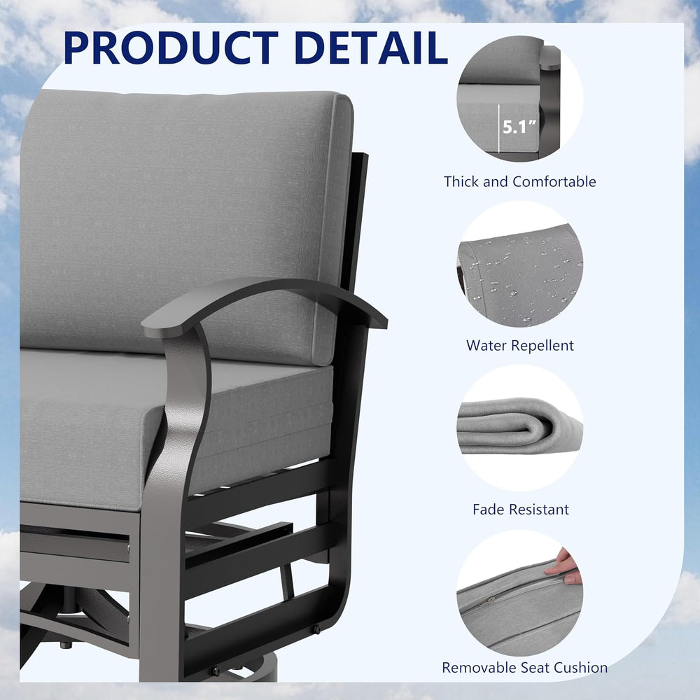 Aluminum Outdoor Patio Furniture Set,5 Pieces 5 Seats Metal Patio Sectional F...