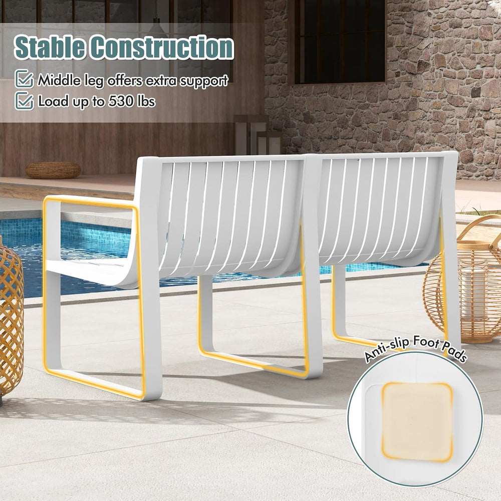 Tangkula Patio Loveseat, 2-Person Bench, White