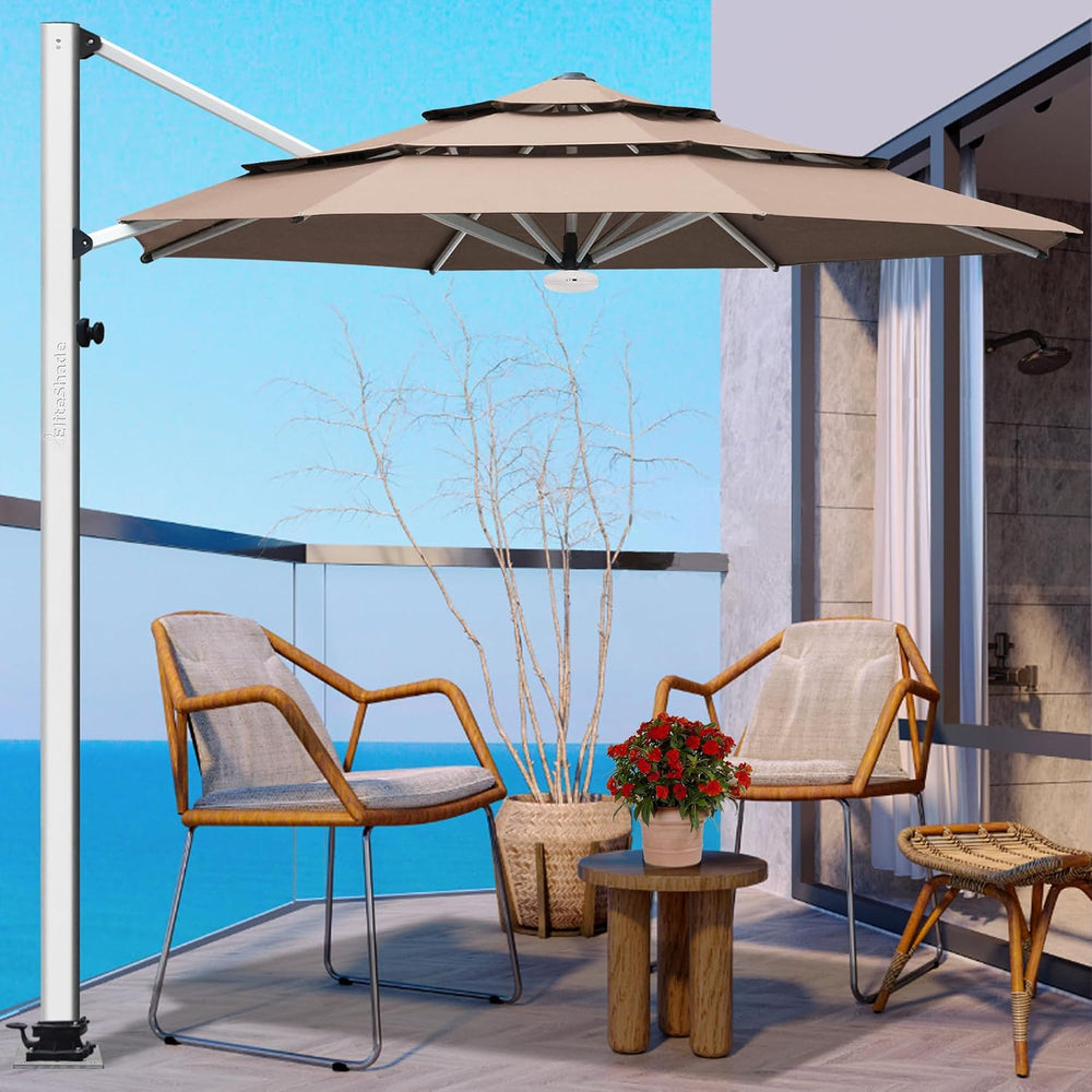 EliteShade USA APOLLO 3-Tier 11FT Full Aluminum Cantilever Patio Umbrella for...