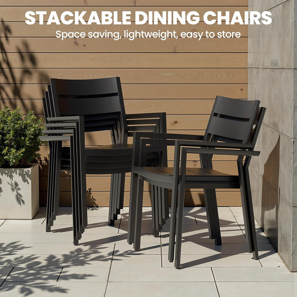 9-Piece Aluminum Outdoor Dining Set with Stackable Armchairs