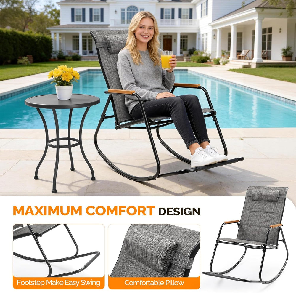 VINGLI Outdoor Rocking Chair, Textilene Mesh Patio Rocker, Outdoor Rocker wit...