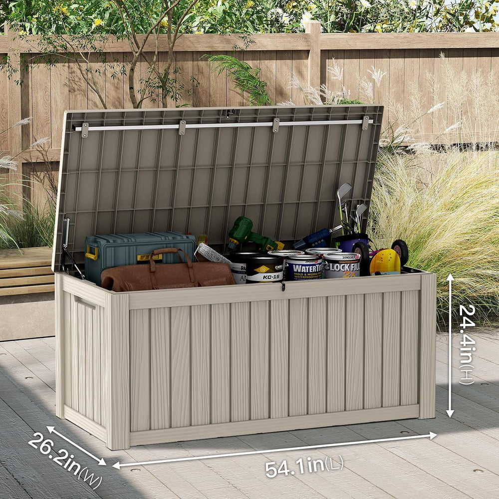 Mars Villa 150 Gallon Deck Box, Outdoor Storage Box, Outside Bin, Grey