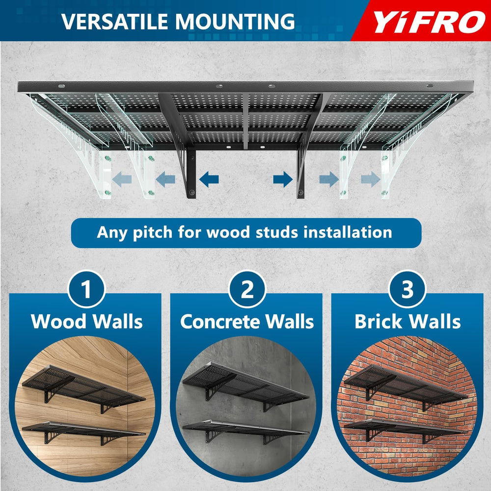 2-Pack 1.5x4ft Heavy Duty Garage Wall Shelving, 500 lbs Load Capacity, Garage...