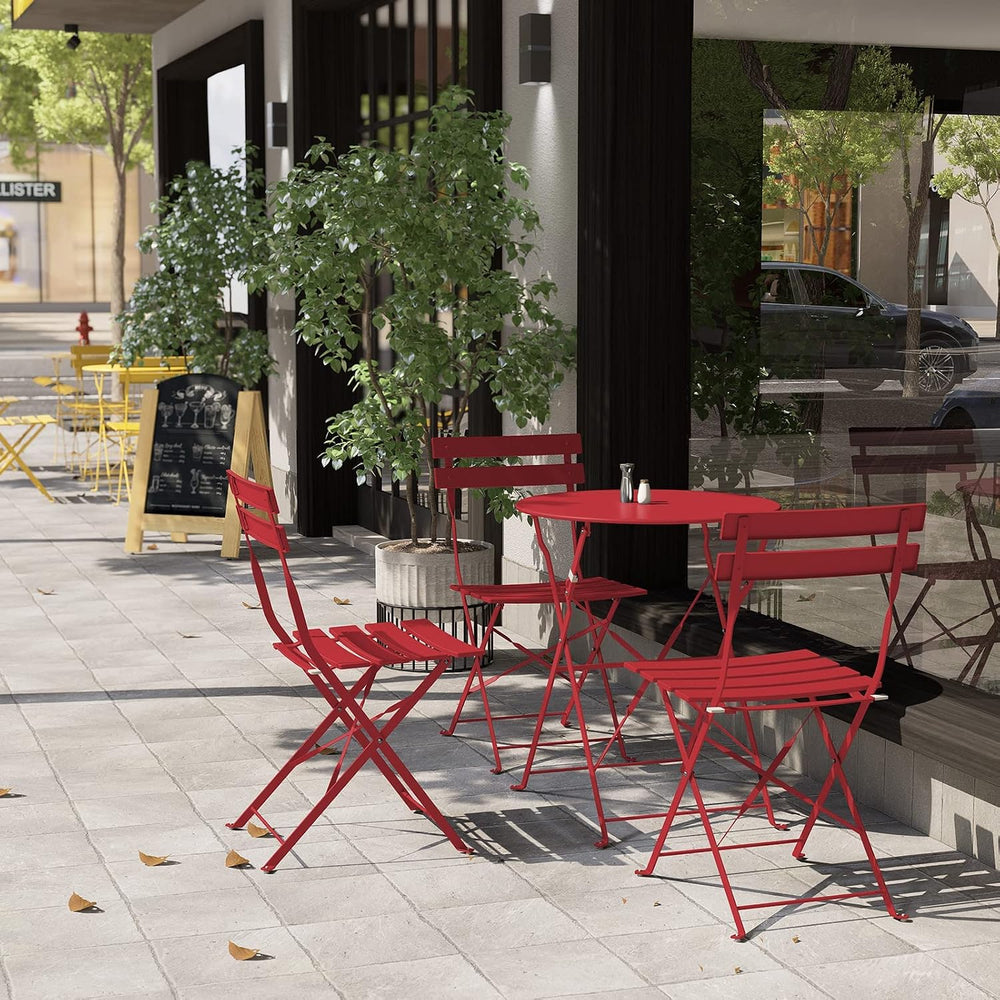 Grand patio 3-Piece Folding Patio Bistro Set Outdoor for Porch Balcony, Red