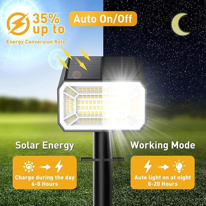 Solar Spot Lights Outdoor Waterproof IP65, [4 Pack/100 LED/4 Modes] 2-in-1 So...