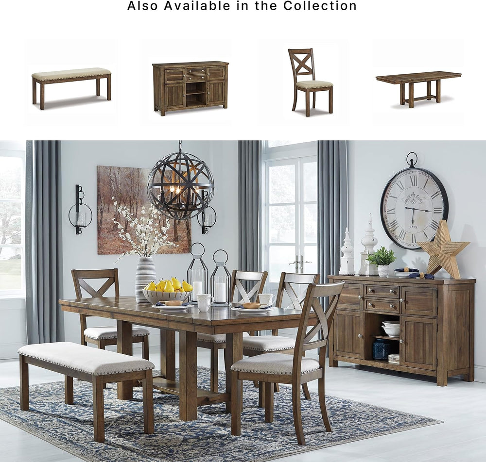 Signature Design by Ashley Moriville Wood Upholstered Dining Bench, Beige