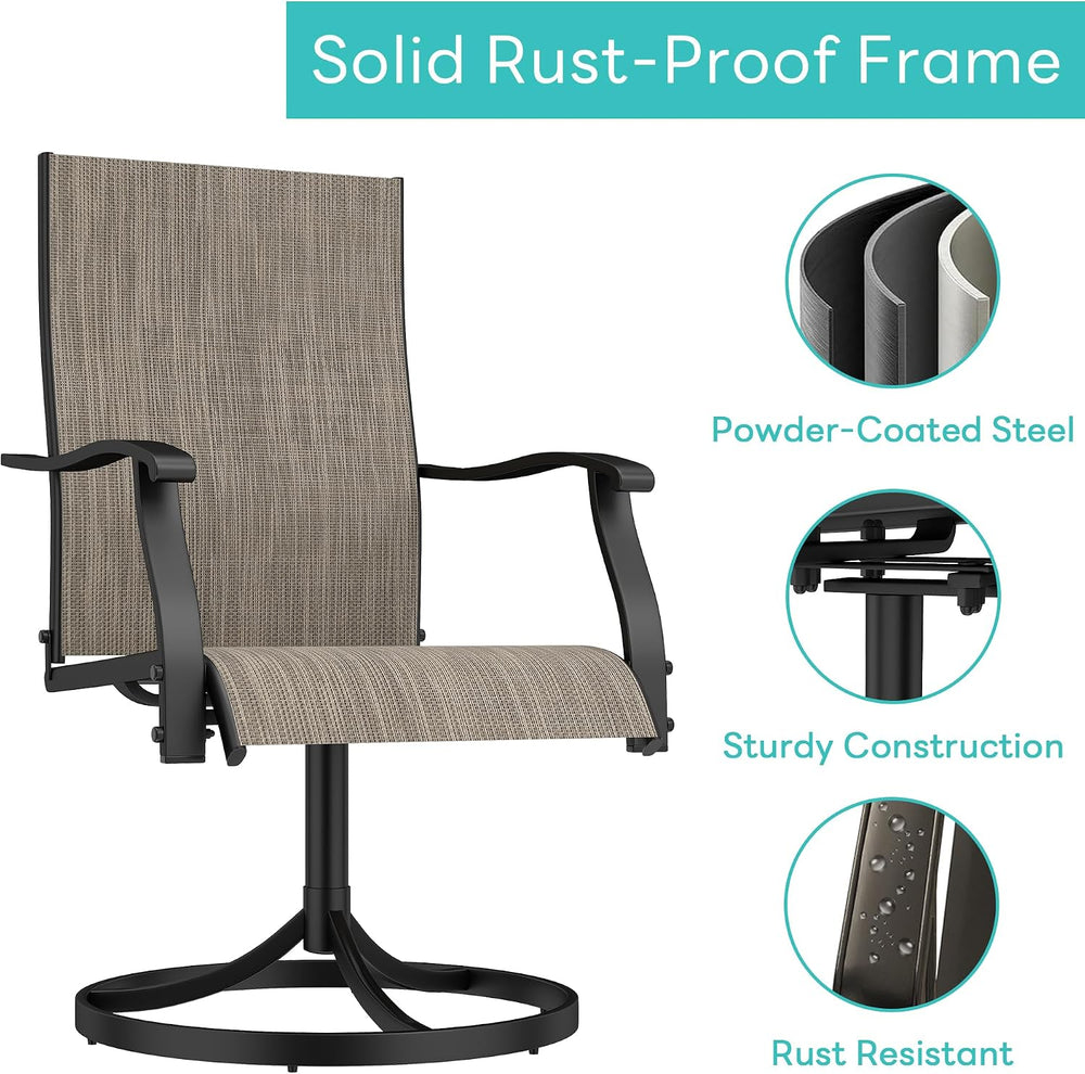 Patio Chairs Set of 2, Outdoor Swivel Chairs Set of 2, Brown