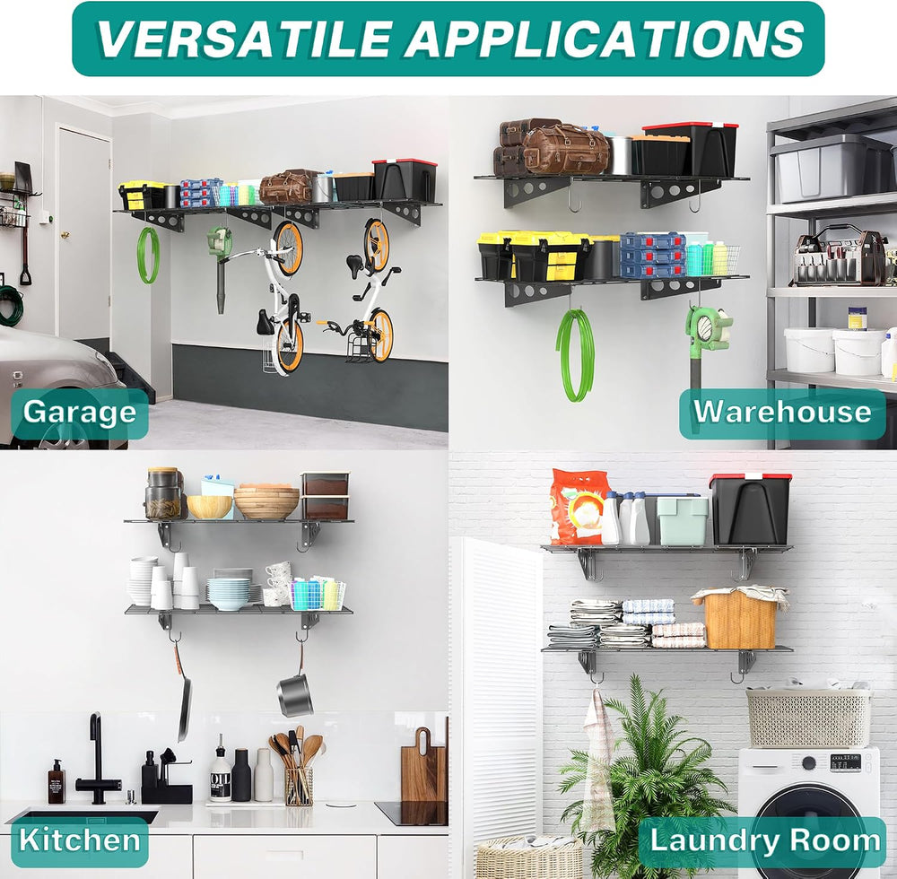 Wall Mounted Garage Wall Shelves, 2 x 4 ft Metal Storage Shelves
