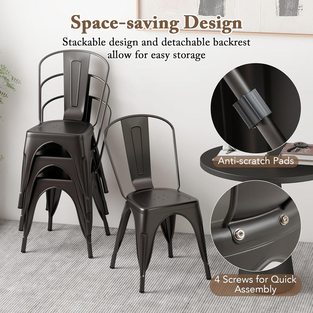 GIANTEX Metal Dining Chairs Set of 4, Farmhouse Kitchen Chairs with Removable...