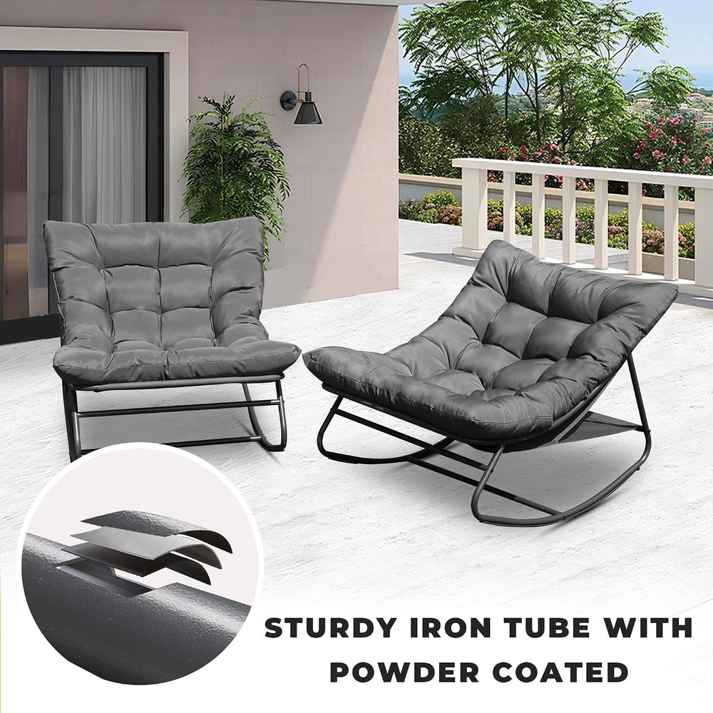 Outdoor & Indoor Oversized Rocking Chairs Set of 2 with Thick Cushions