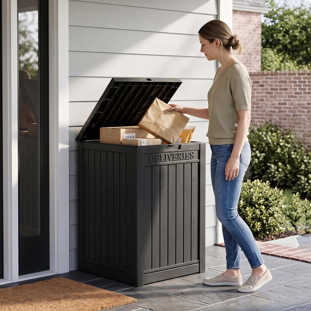 Package Delivery Boxes for Outside, Deck Storage Box Lockable Secure Design