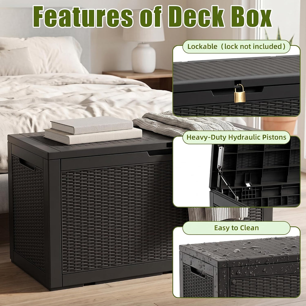 ROJIK 195 Gallon Deck Boxes Outdoor Waterproof Storage Box, Black