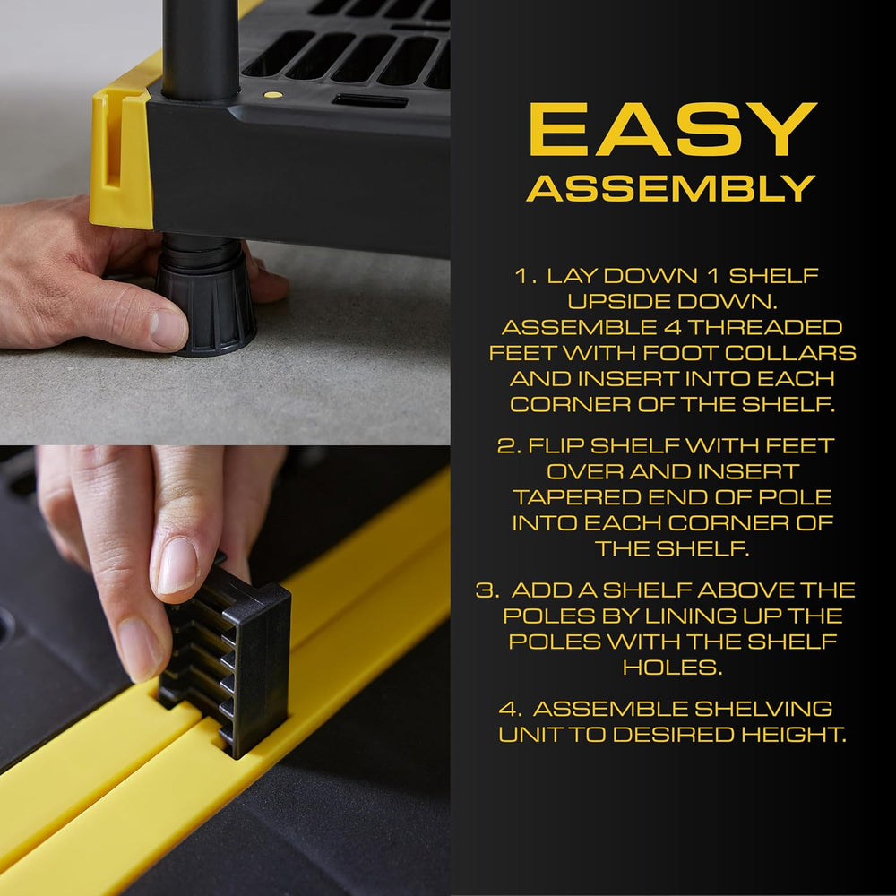 CX 4-Tier Heavy Duty Plastic Storage Shelves for Garage Organization