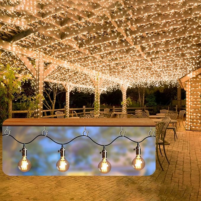 96 PCS Q-Hanger Hooks, Screw Hooks for Outdoor String Lights, Safety Buckle D...