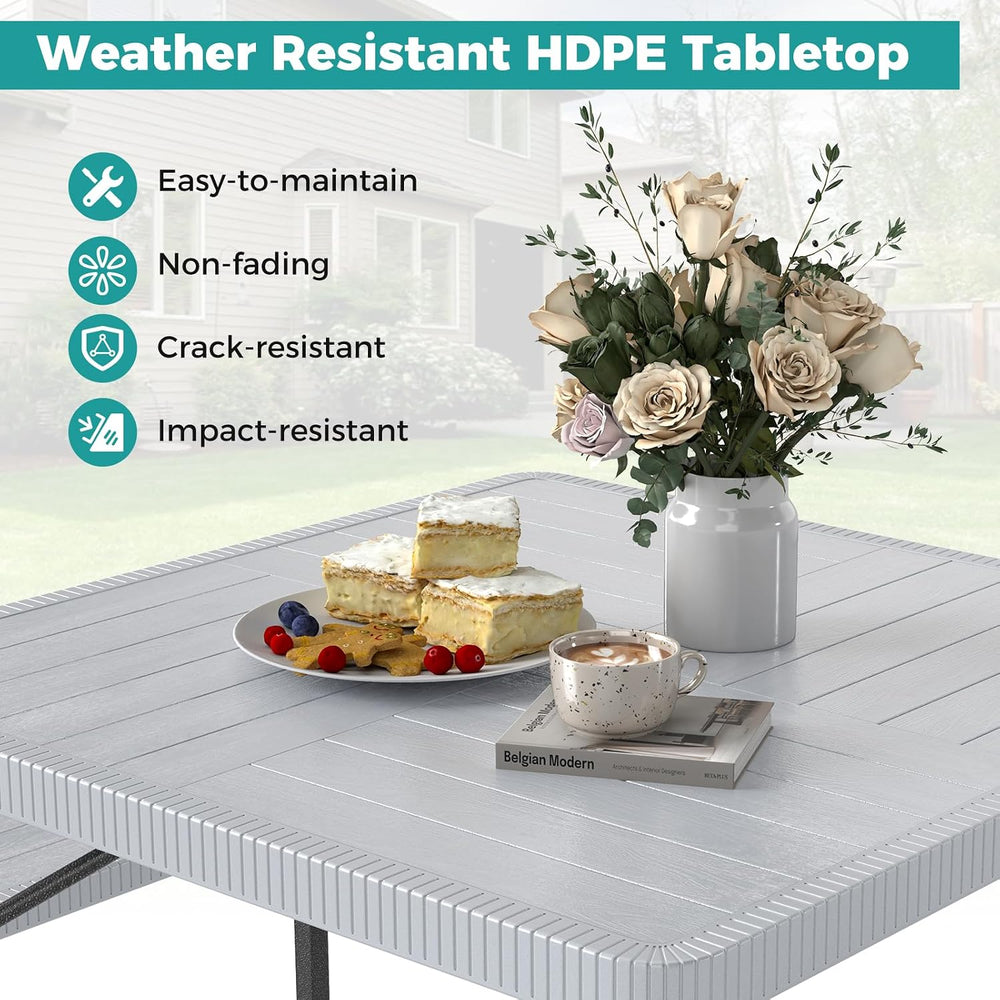 GIANTEX Picnic Table Bench Set for 4-8 People, 34" Outdoor Square Dining...