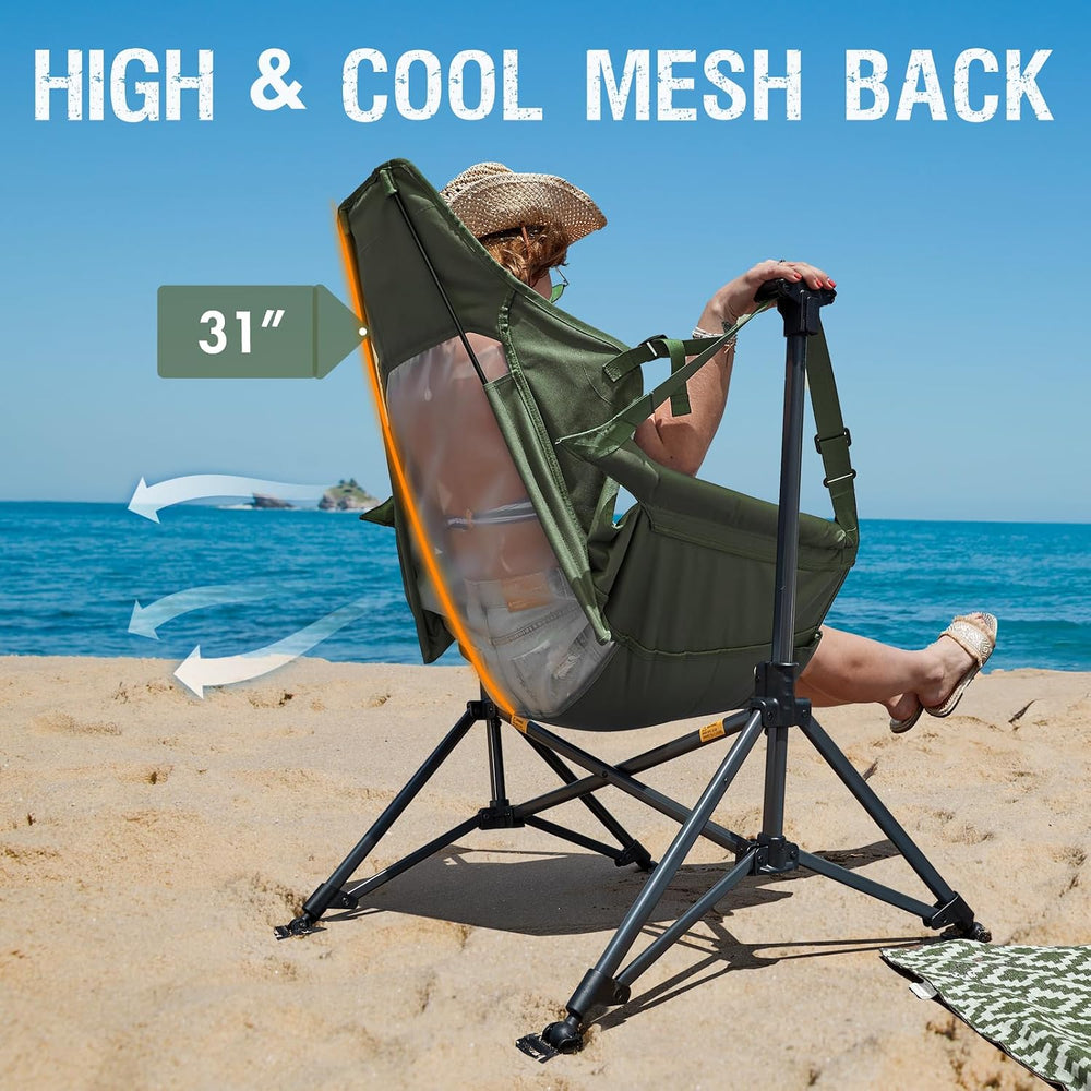 Portal Hammock Camping Chair, Mesh High Back, 400 lbs Adjustable, Green