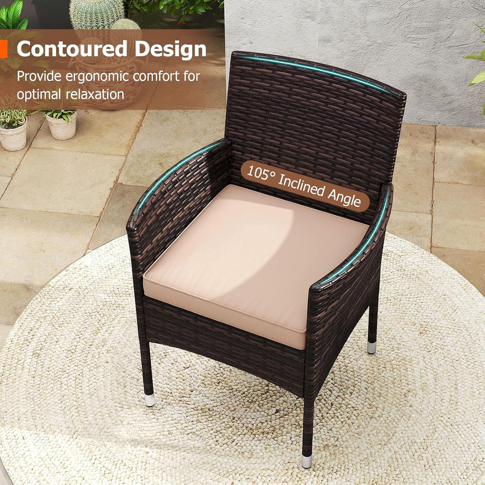Tangkula 3 Piece Patio Furniture Set, Hand-Woven PE Wicker Conversation Set w...