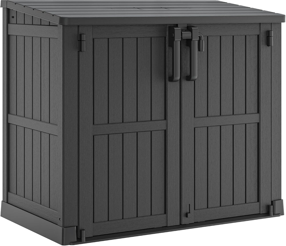 LHBcraft 36 Cu Ft Outdoor Storage Cabinet, Horizontal Resin Storage Shed Box ...
