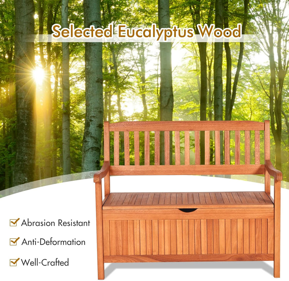 S AFSTAR Outdoor Patio Bench with Storage Box, 33 Gallon Storage Bench Deck B...