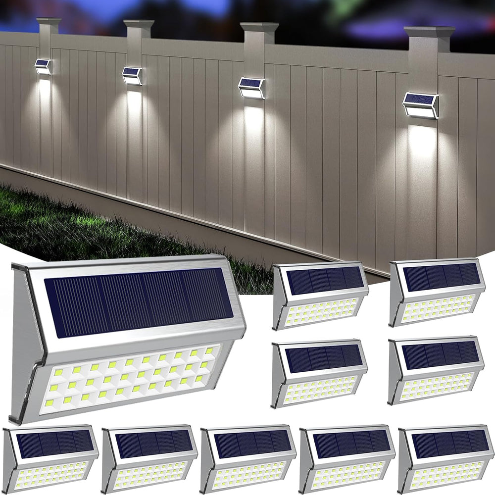 ROSHWEY Solar Deck Lights, Suitable for Fence Step Stair-Cool White-10Pack