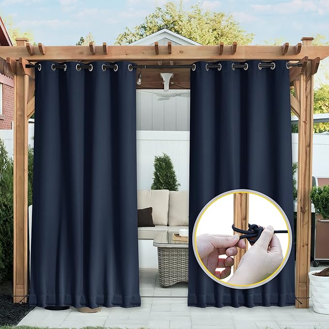 NICETOWN 2 Panels Gazebo Curtains Outdoor Waterproof & Windproof, Top and...
