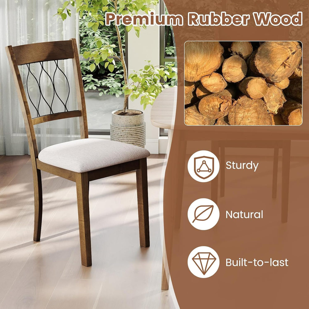 GIANTEX Dining Chairs Set of 4, Fabric Upholstered Armless Kitchen Chairs w/H...