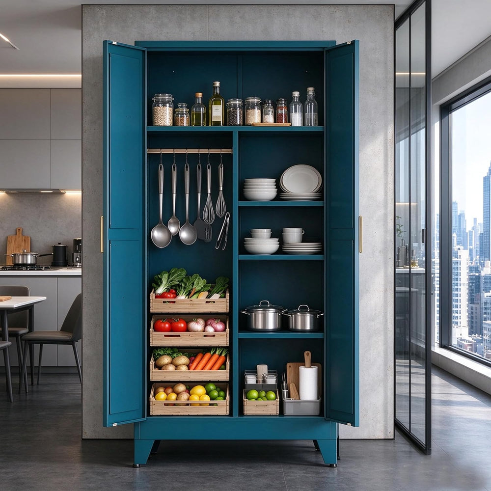 71" H Metal Garage Storage Cabinets,Broom Closet Storage Cabinet,Utility...
