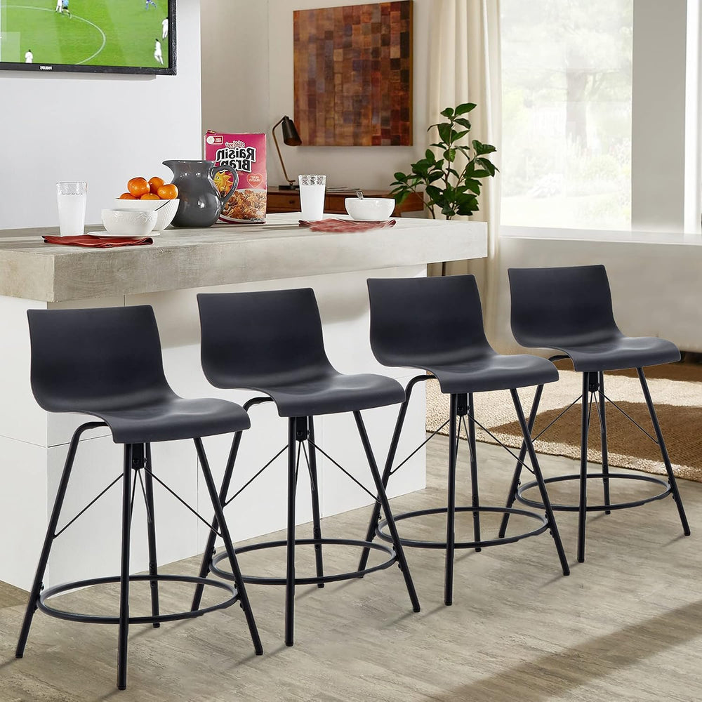 Haobo Metal Bar Stools, Counter Stools Chairs Plastic Seat Swivel Stools Set ...