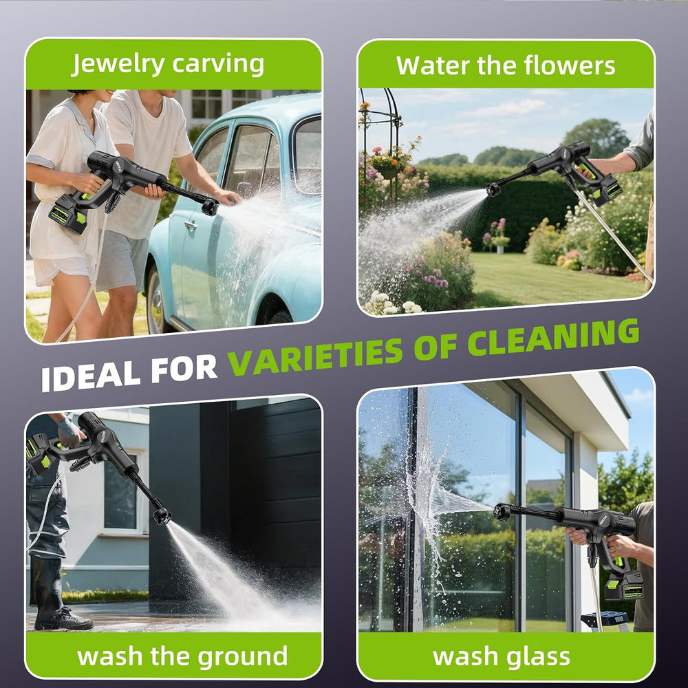 Cordless Pressure Washer 1200PSI, Handheld Battery Powered Cleaning Gun with ...