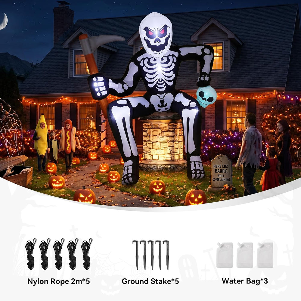 8.5FT Inflatables Skeleton Halloween Decor Outdoor for Rooftop